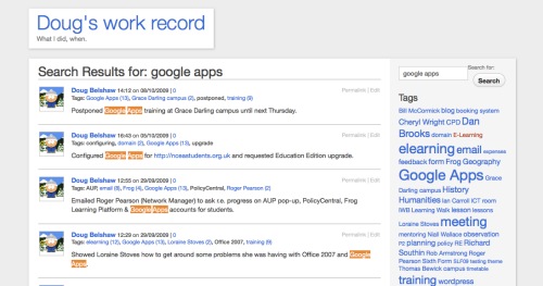 Doug's work record - search for 'Google Apps'