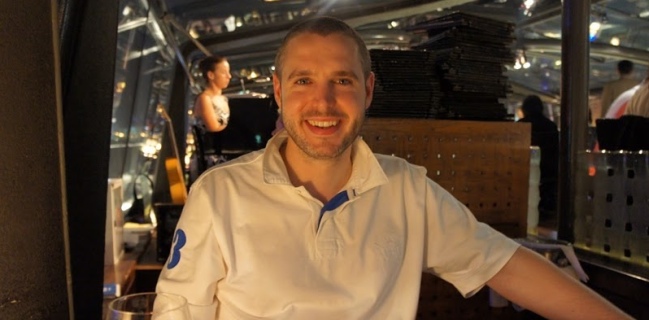 Doug Belshaw enjoying a meal on Bateaux Dubai, July 2011