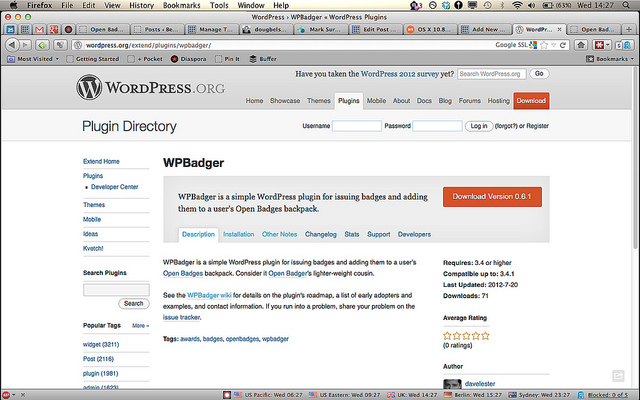 Install the WPBadger plugin