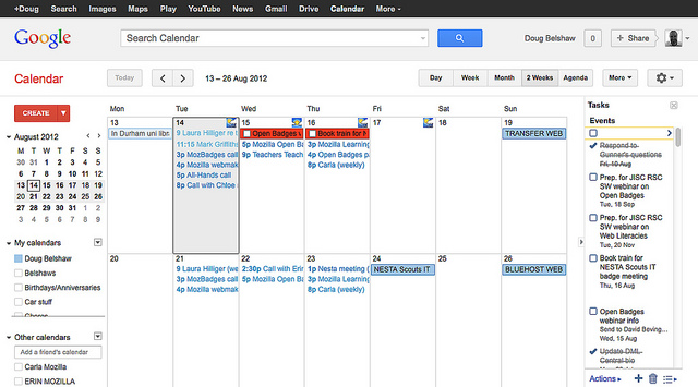 Google Calendar screenshot showing events and to-do items