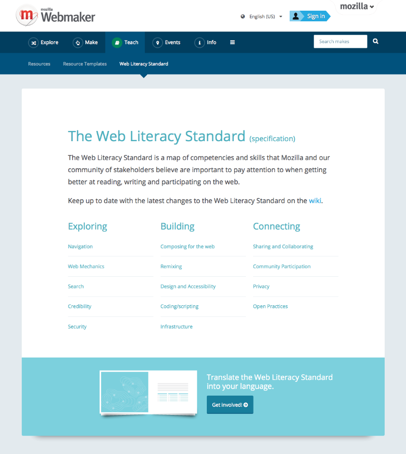 Web Literacy Standard specification
