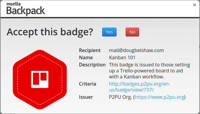 Kanban badge acceptance