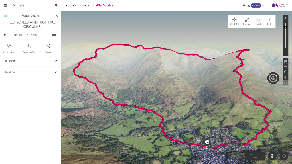Red Screes and High Pike circular (3D)