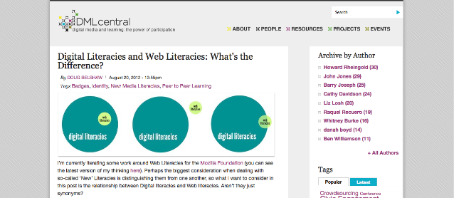 Digital Literacies and Web Literacies: What's the Difference? [DMLcentral]
