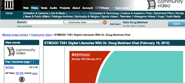 Recording of my #etmooc session on Digital Literacies now available.
