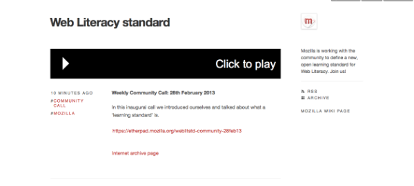 First Mozilla Web Literacy standard community call recording now available