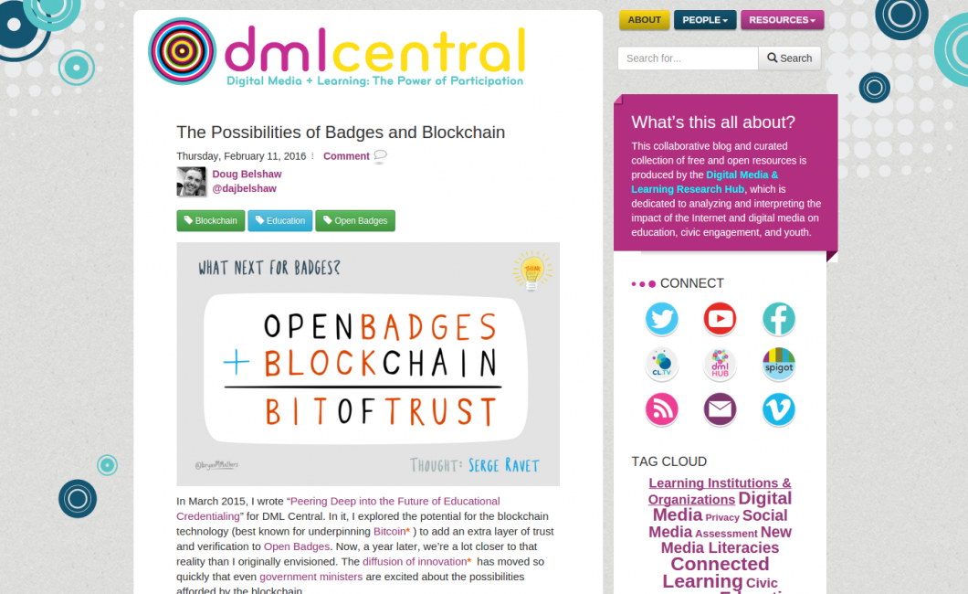 The Possibilities of Badges and Blockchain [DML Central]