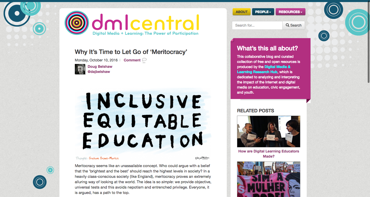 Why It’s Time to Let Go of ‘Meritocracy’ [DML Central]