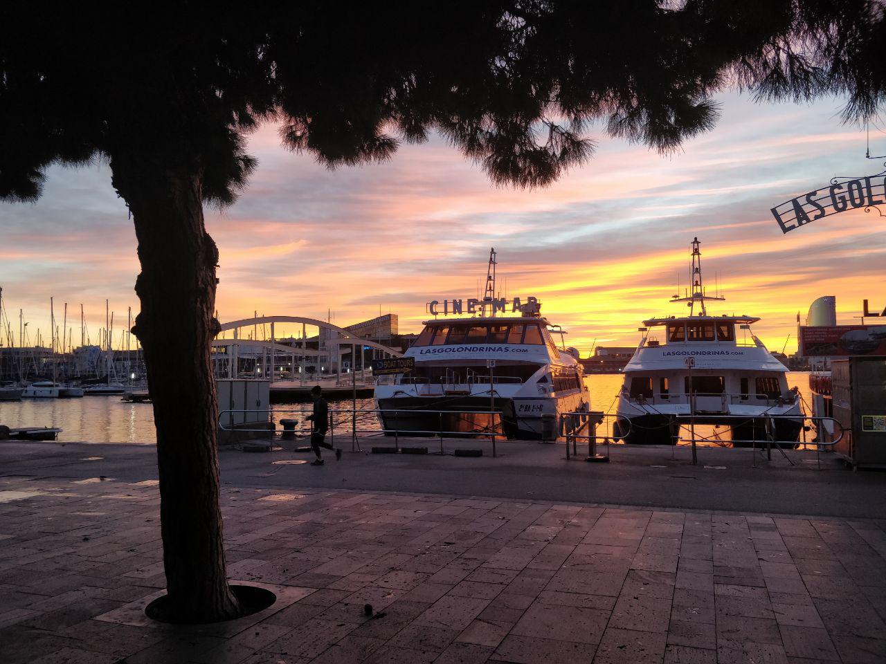Barcelona marina sunrise