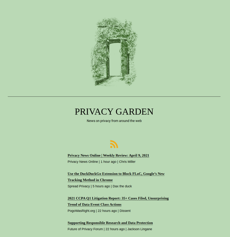 Screenshot of privacy.garden
