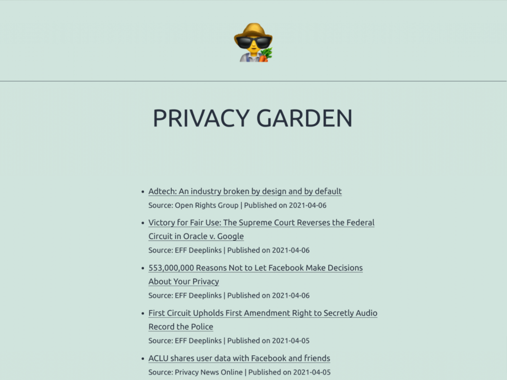 privacy.garden screenshot