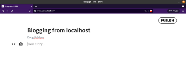 Screenshot of browser showing localhost:7777 in URL bar and compose window 
