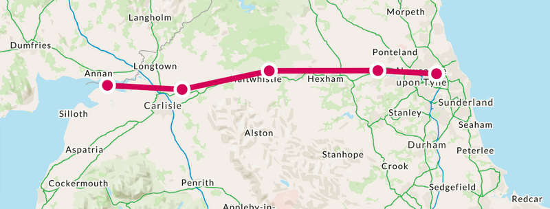 Map showing route