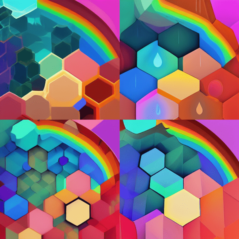 rainbows and hexagons, AI created art