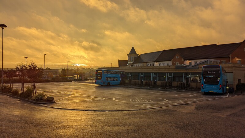 Weird early morning light over Morpeth bus station