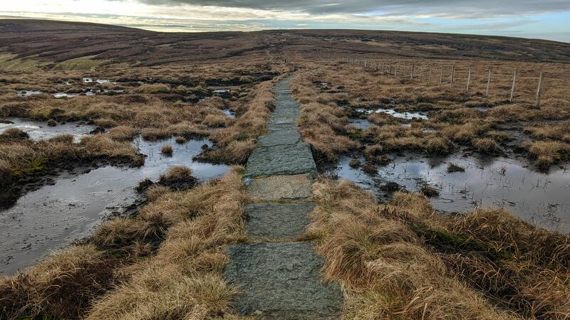 Stone flags as a path through the boggy peat