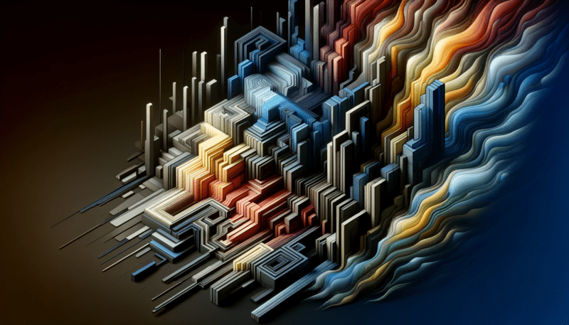 This abstract, 16:9 format image captures the essence of 'projectification' and the 'apartheid of the emotions'. It features a juxtaposition of rigid, geometric shapes symbolizing the structured and systematic approach of projectification, against a backdrop of fluid, organic forms or colors representing the realm of human emotions. These elements are distinctly separated, highlighting the division between the orderly, project-driven world and the dynamic, emotional human experience. The overall composition conveys a sense of tension between these contrasting aspects, encapsulated within a conceptual art style.