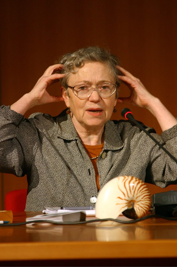 American anthropologist Mary Catherine Bateson at a conference. This event was part of the 2004 Festival della Scienza, held annually in Genoa, Italy.