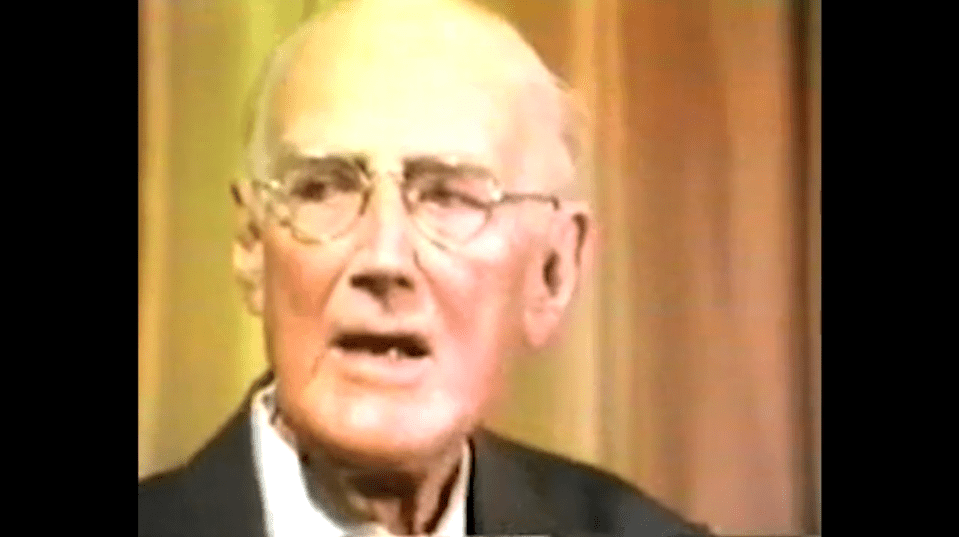 Screencap of Sir Geoffrey Vickers in a video recorded for The Open University from 1978