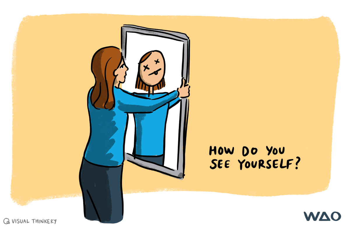 A person looking in a mirror with strapline: "How do you see yourself?"