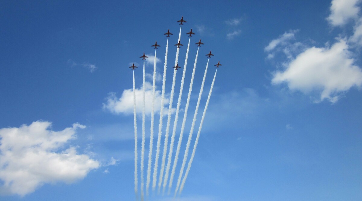 The 'Red Arrows' flying in tight formation